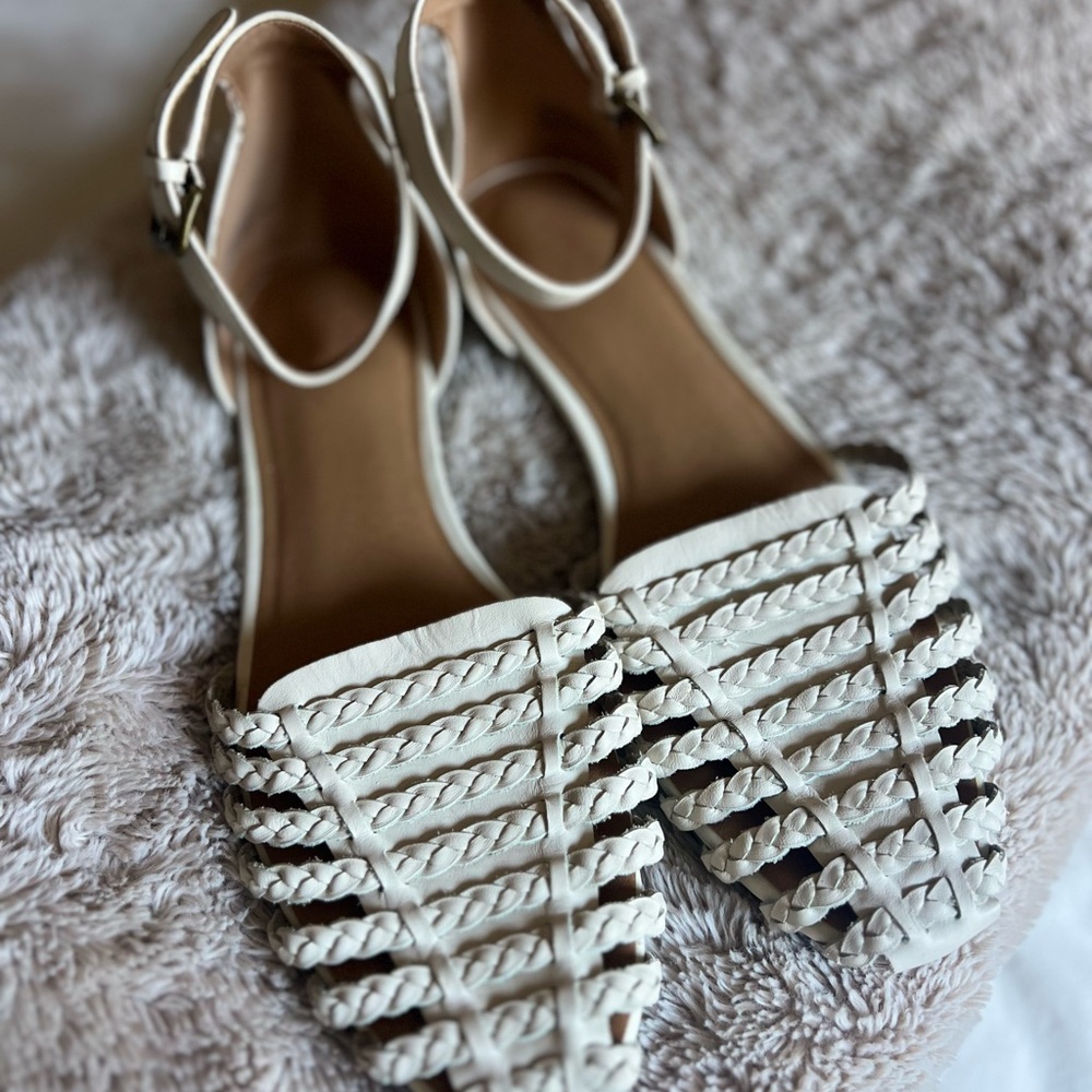 Elegant Cream Braided Women's Sandals